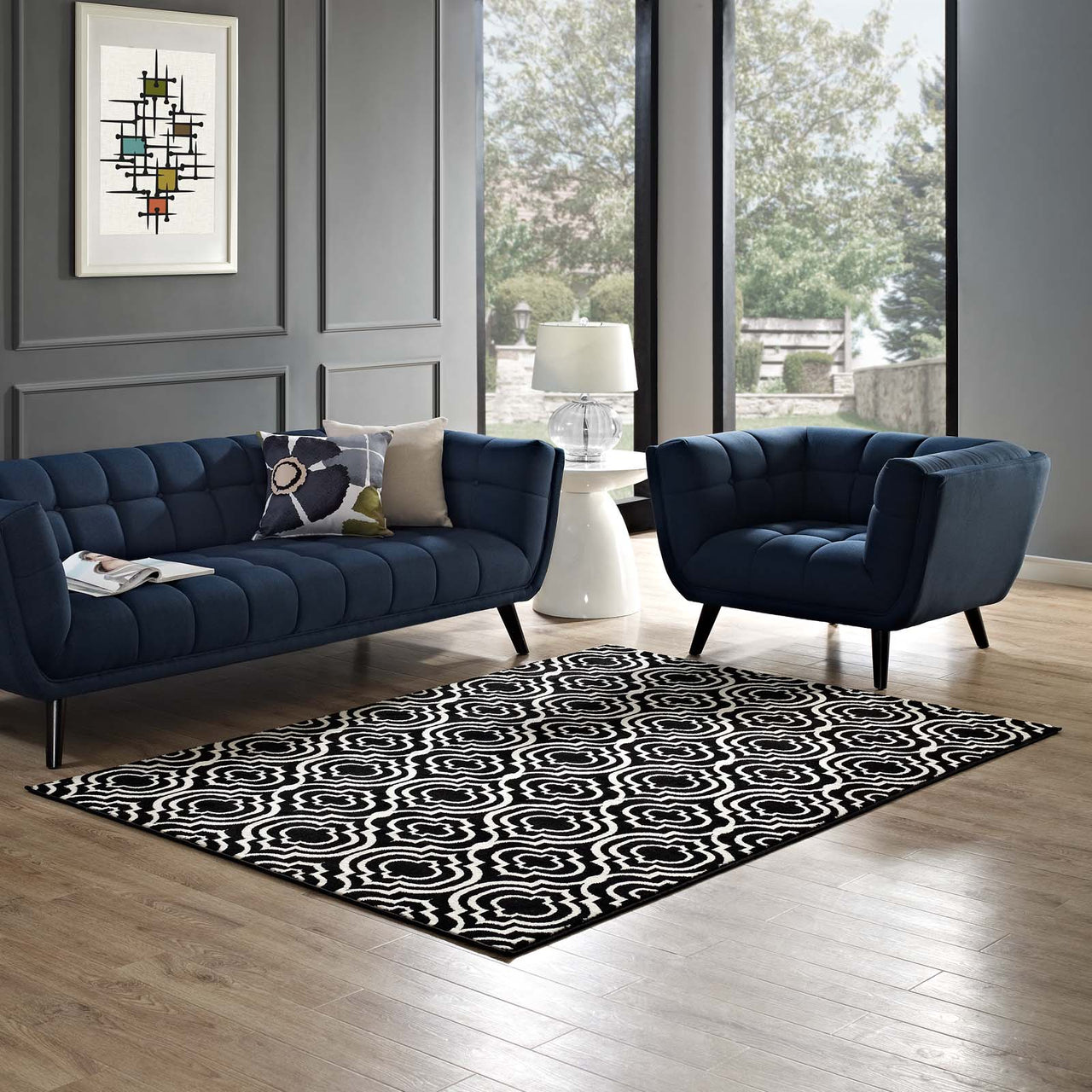 Focal Point 5x8 Area Rug, Black & White