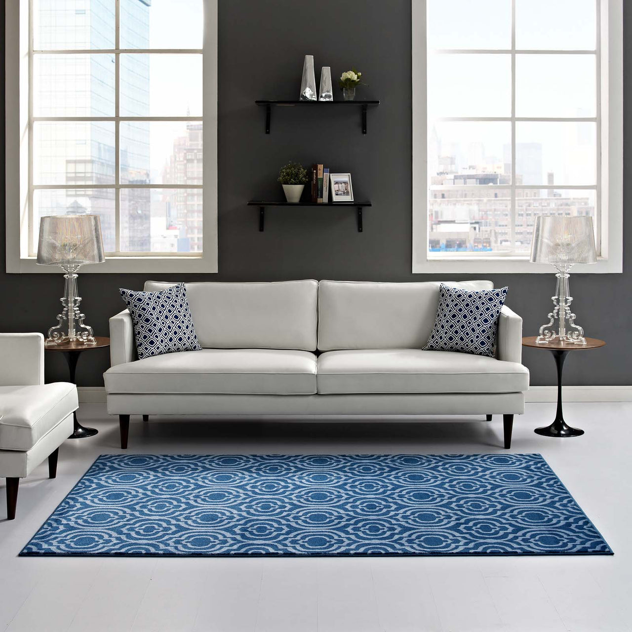 Focal Point 5x8 Area Rug, Navy & Light Blue