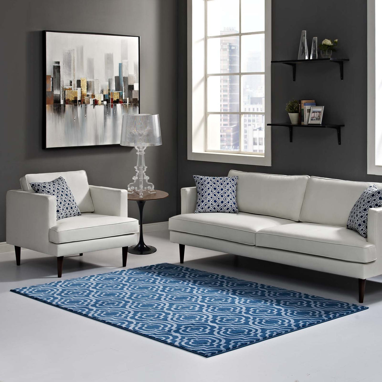 Focal Point 5x8 Area Rug, Navy & Light Blue