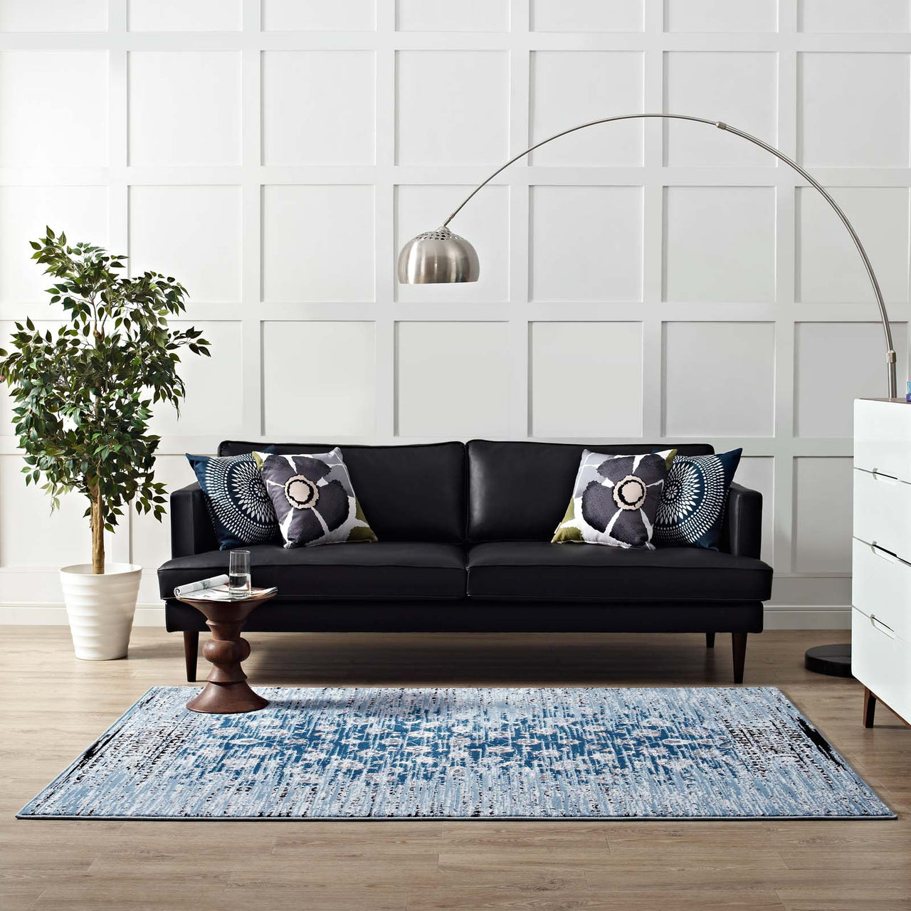 Blossom Frequency 5x8 Area Rug, Navy