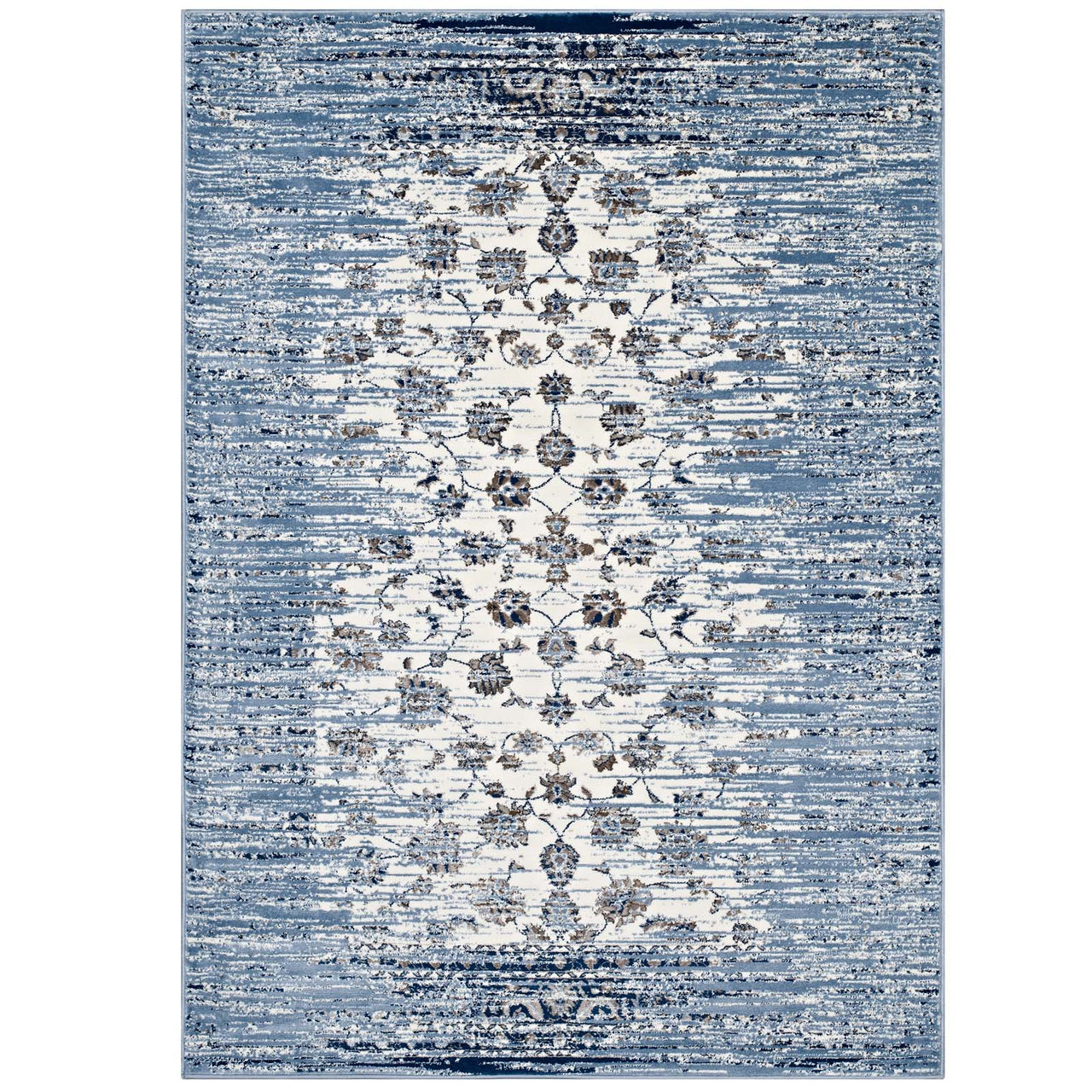 Blossom Frequency 8x10 Area Rug, Navy & Ivory