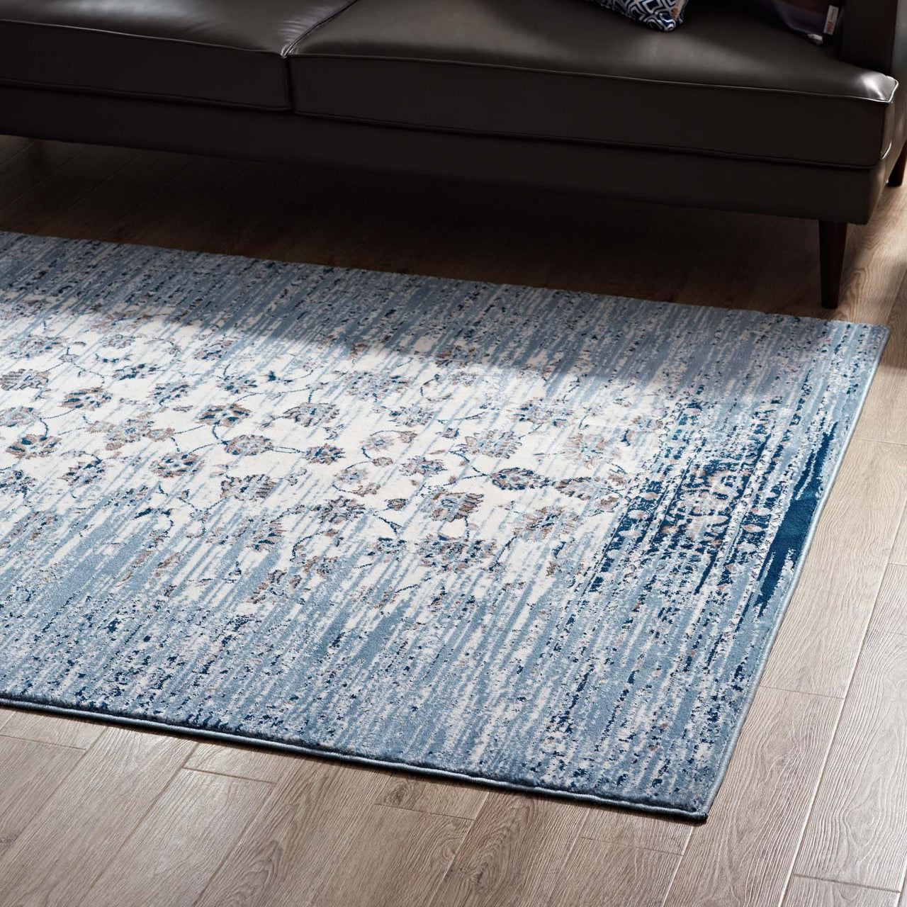 Blossom Frequency 8x10 Area Rug, Navy & Ivory