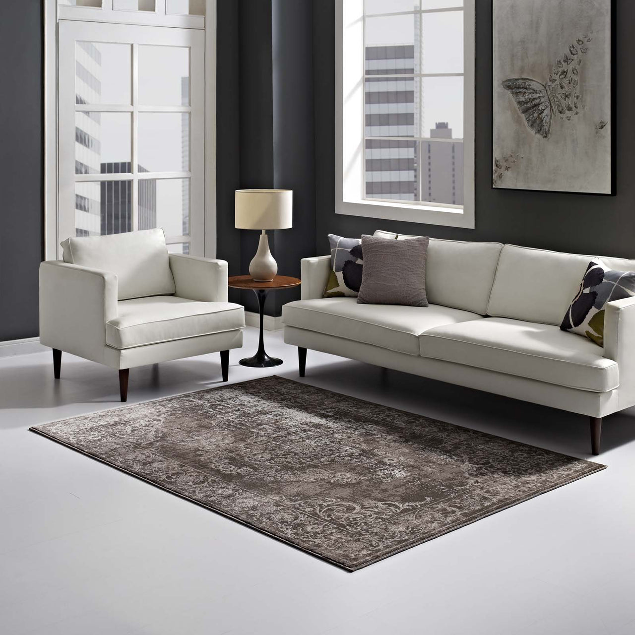 Vintari Blooms 5x8 Area Rug, Brown