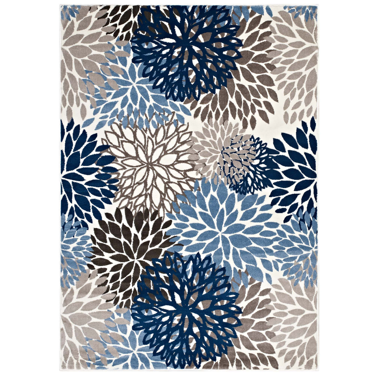 Flora Burst 4x6 Area Rug, Blue, Brown and Beige