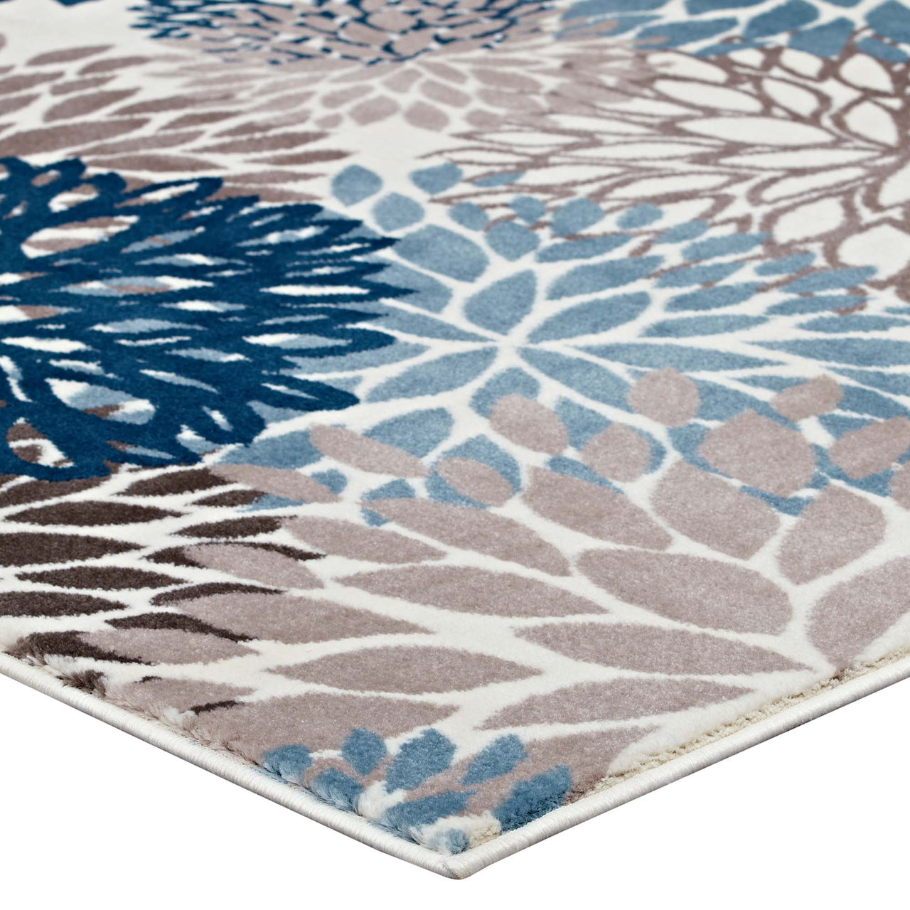Flora Burst 4x6 Area Rug, Blue, Brown and Beige