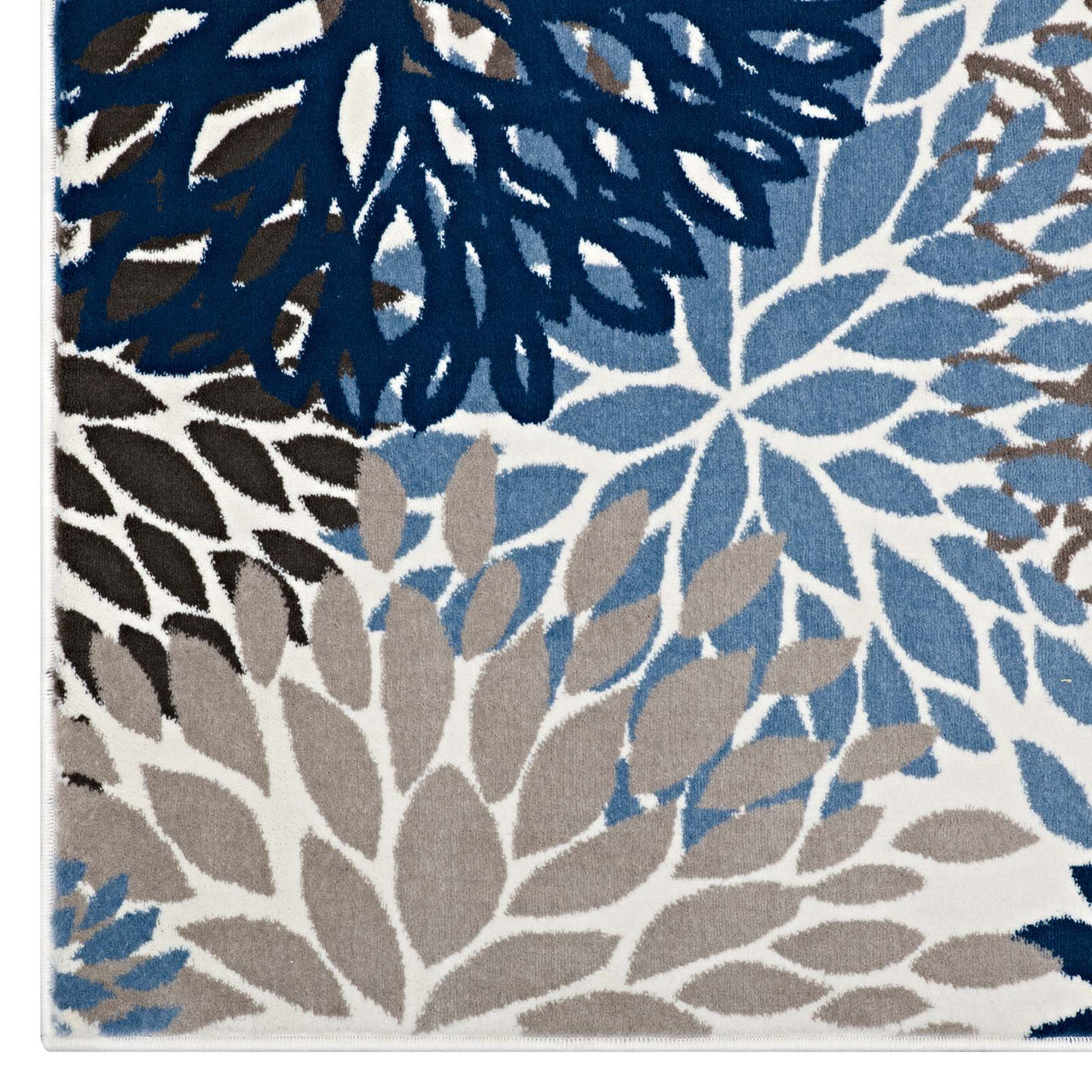 Flora Burst 5x8 Area Rug, Blue, Brown and Beige