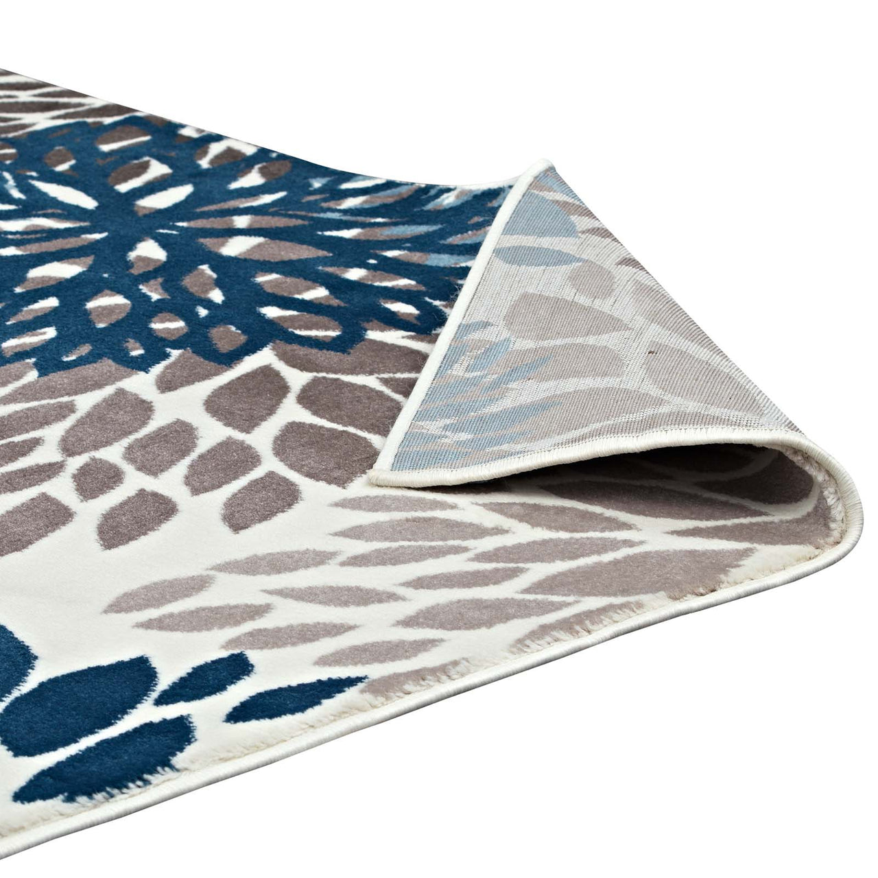 Flora Burst 5x8 Area Rug, Blue, Brown and Beige