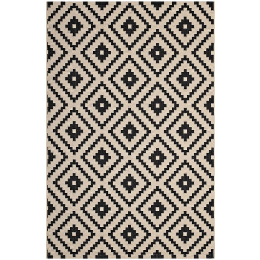 Aligned Intentions Indoor | Outdoor 8x10 Area Rug, Black & Beige