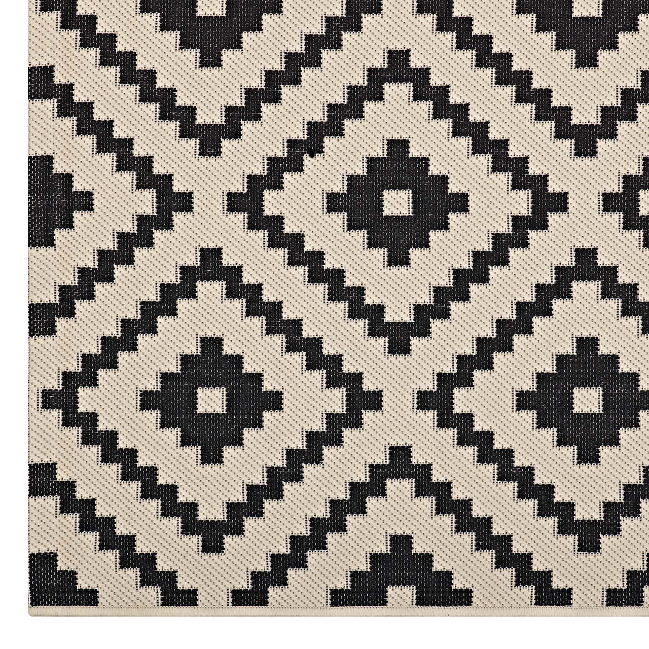 Aligned Intentions Indoor | Outdoor 8x10 Area Rug, Black & Beige