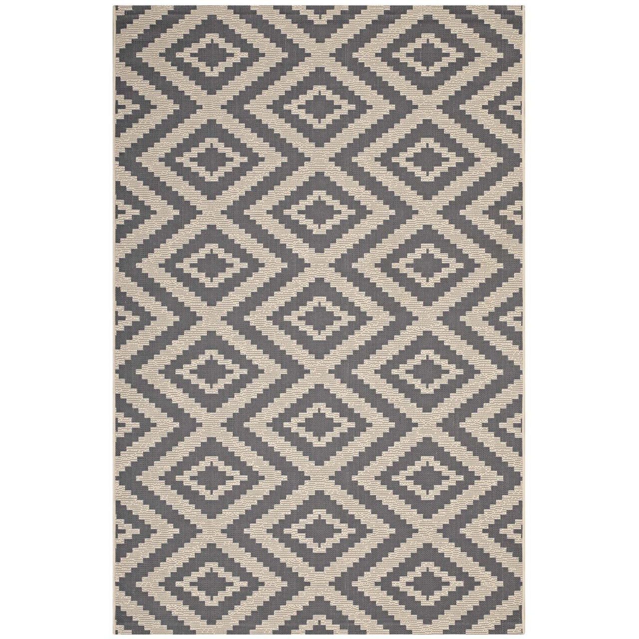 Hypnotizing Eyes Indoor | Outdoor 5x8 Area Rug, Gray & Beige