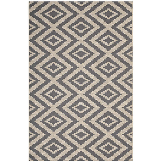 Hypnotizing Eyes Indoor | Outdoor 5x8 Area Rug, Gray & Beige