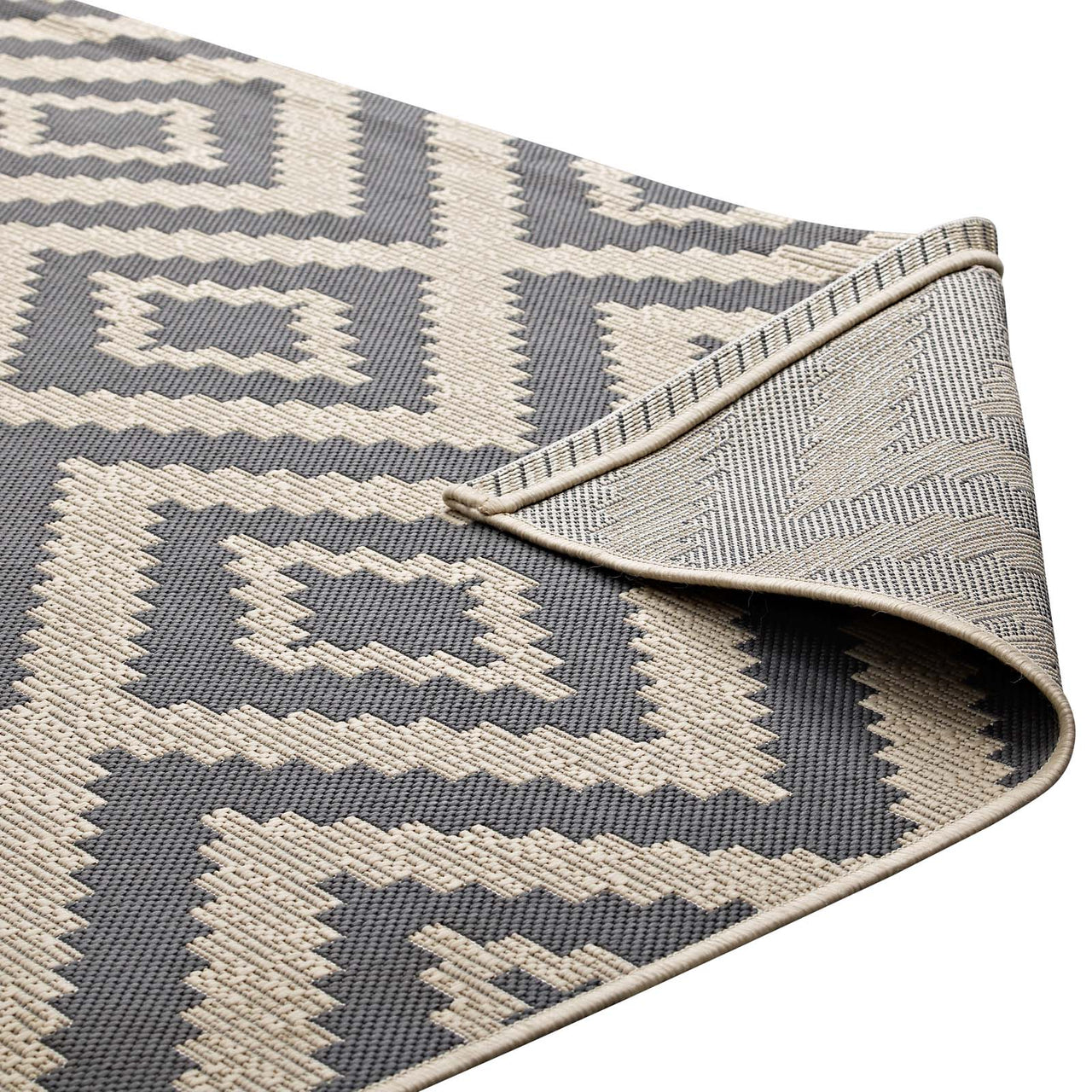 Hypnotizing Eyes Indoor | Outdoor 8x10 Area Rug, Gray & Beige