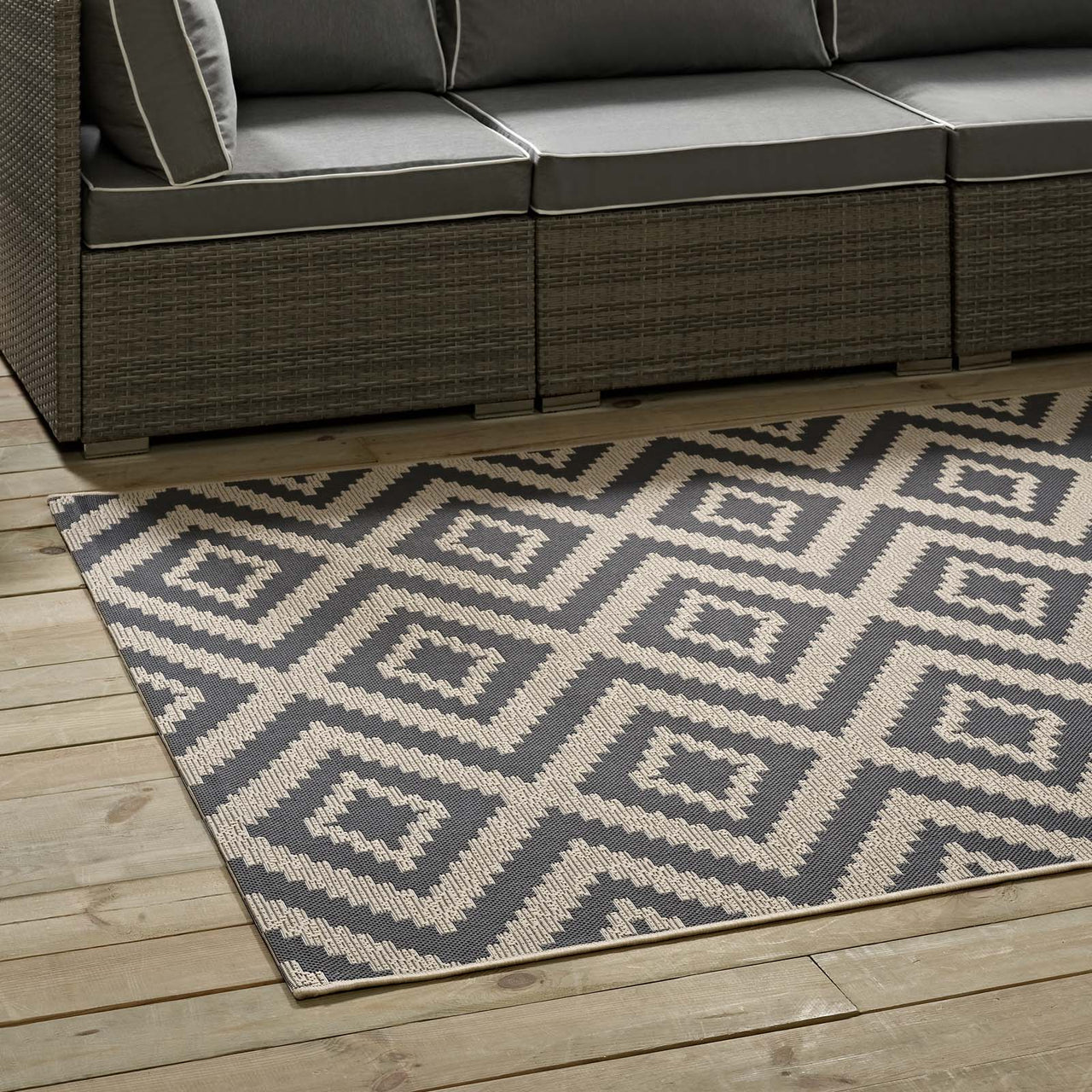 Hypnotizing Eyes Indoor | Outdoor 8x10 Area Rug, Gray & Beige