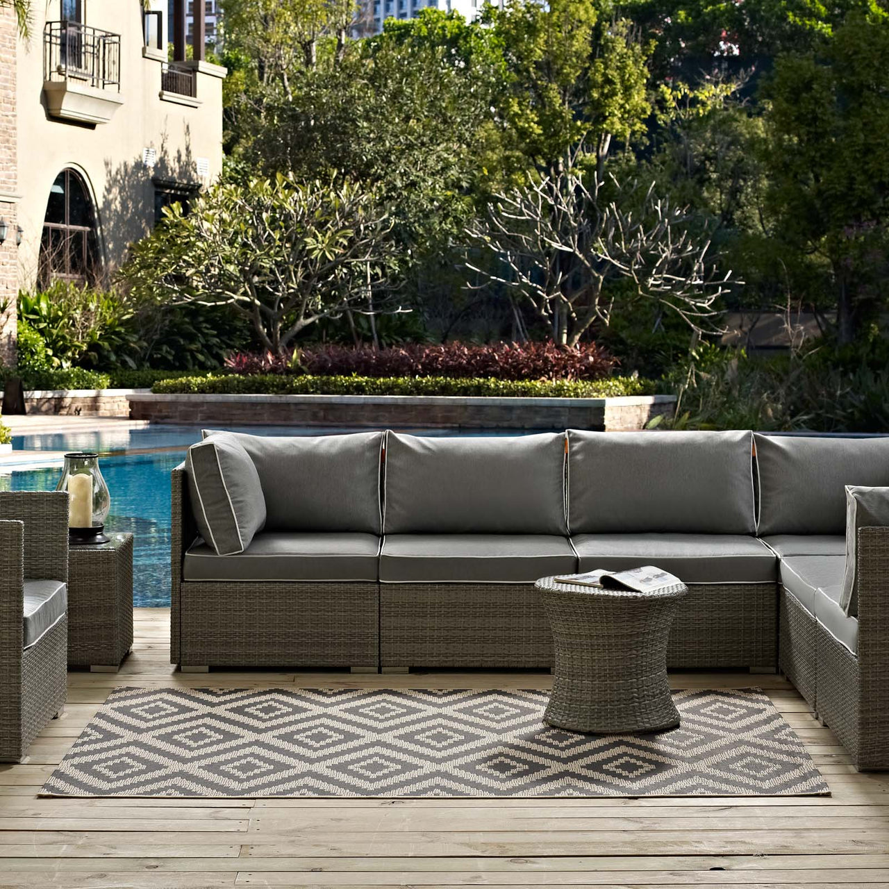 Hypnotizing Eyes Indoor | Outdoor 8x10 Area Rug, Gray & Beige