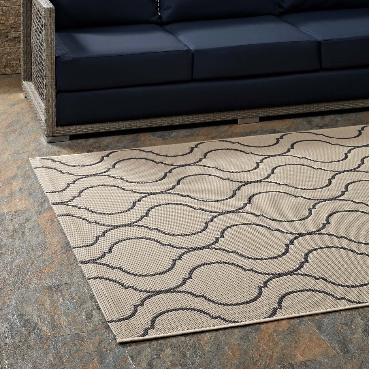 Vibrate Indoor | Outdoor 5x8 Area Rug, Beige & Gray