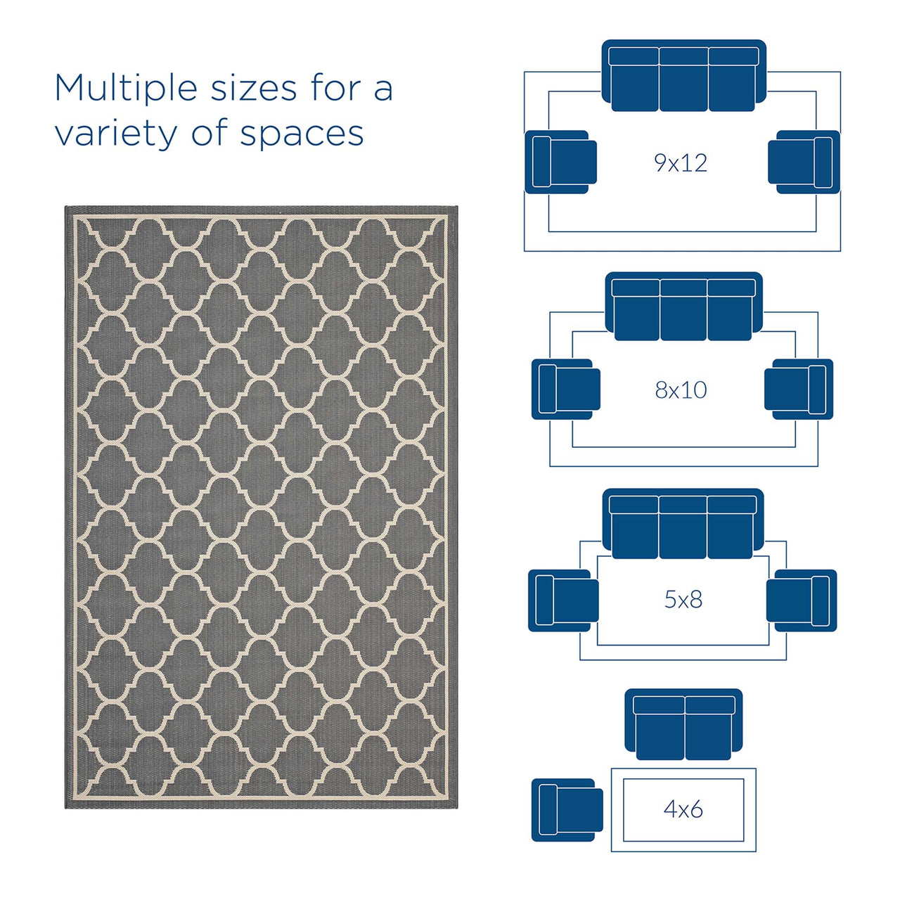 Zahara Scale Indoor | Outdoor 9x12 Area Rug, Gray & Beige