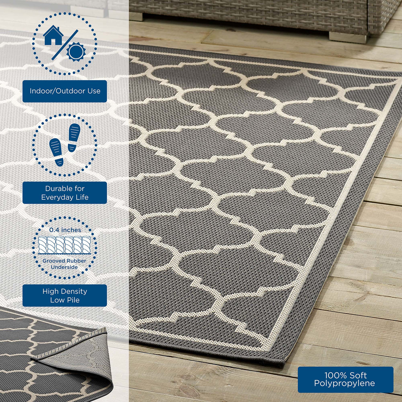 Zahara Scale Indoor | Outdoor 9x12 Area Rug, Gray & Beige