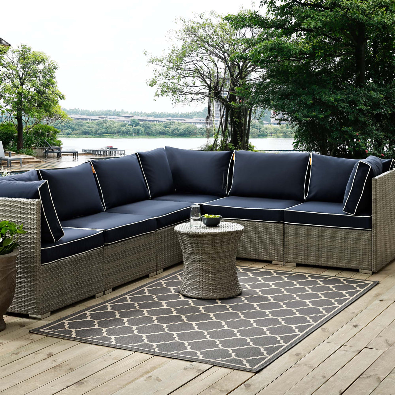 Zahara Scale Indoor | Outdoor 9x12 Area Rug, Gray & Beige