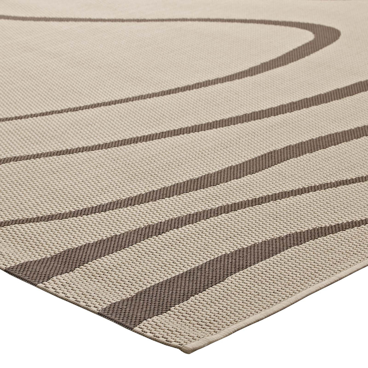 Sedimentary Ripples Indoor | Outdoor 5x8 Area Rug, Light Beige & Dark Beige