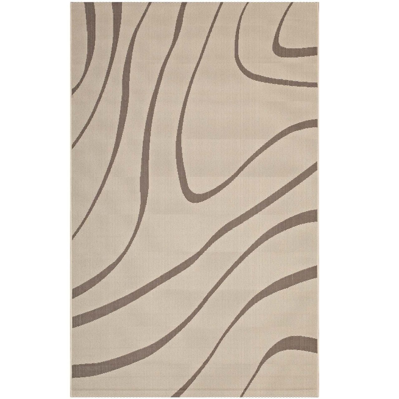 Sedimentary Ripples Indoor | Outdoor 8x10 Area Rug, Light Beige & Dark Beige