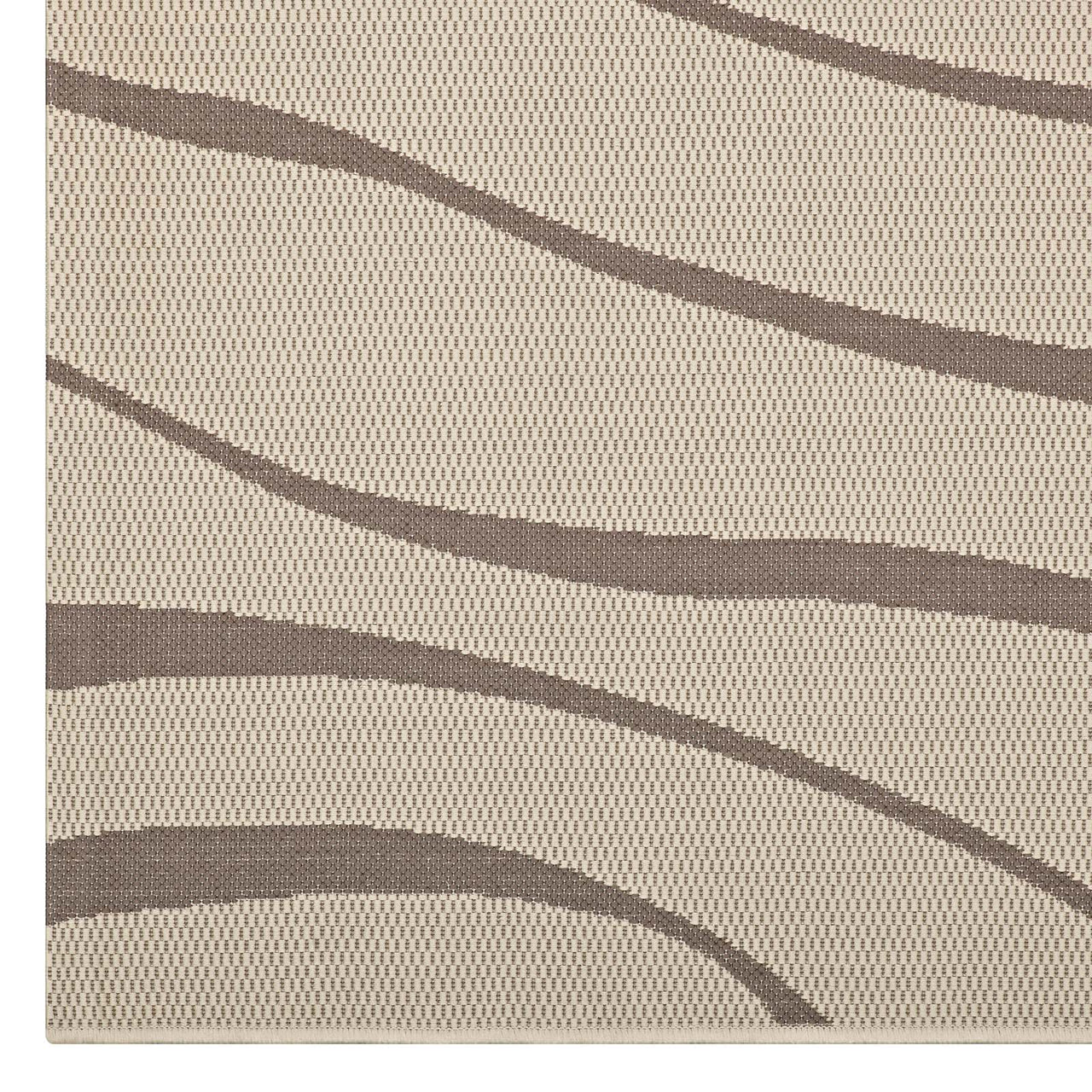 Sedimentary Ripples Indoor | Outdoor 8x10 Area Rug, Light Beige & Dark Beige