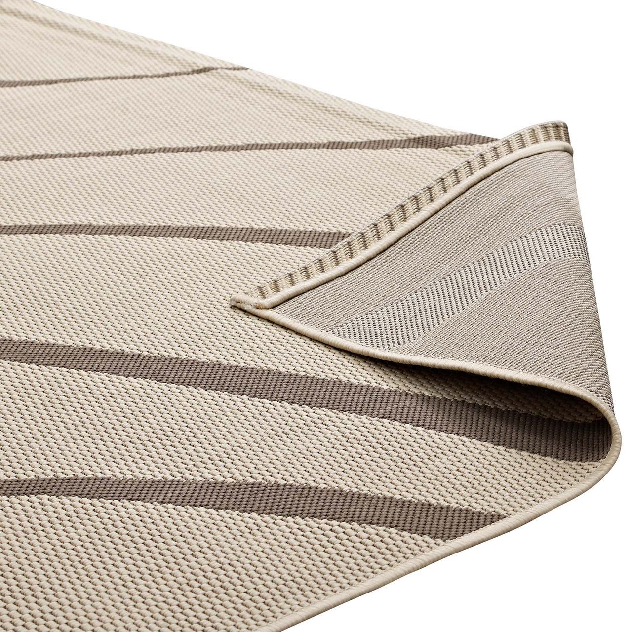 Sedimentary Ripples Indoor | Outdoor 8x10 Area Rug, Light Beige & Dark Beige