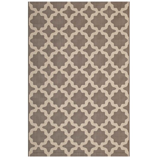 Cyrelle Indoor | Outdoor 5x8 Area Rug, Light Beige & Dark Beige