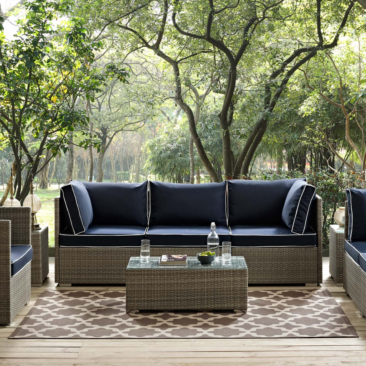 Cyrelle Indoor | Outdoor 5x8 Area Rug, Light Beige & Dark Beige