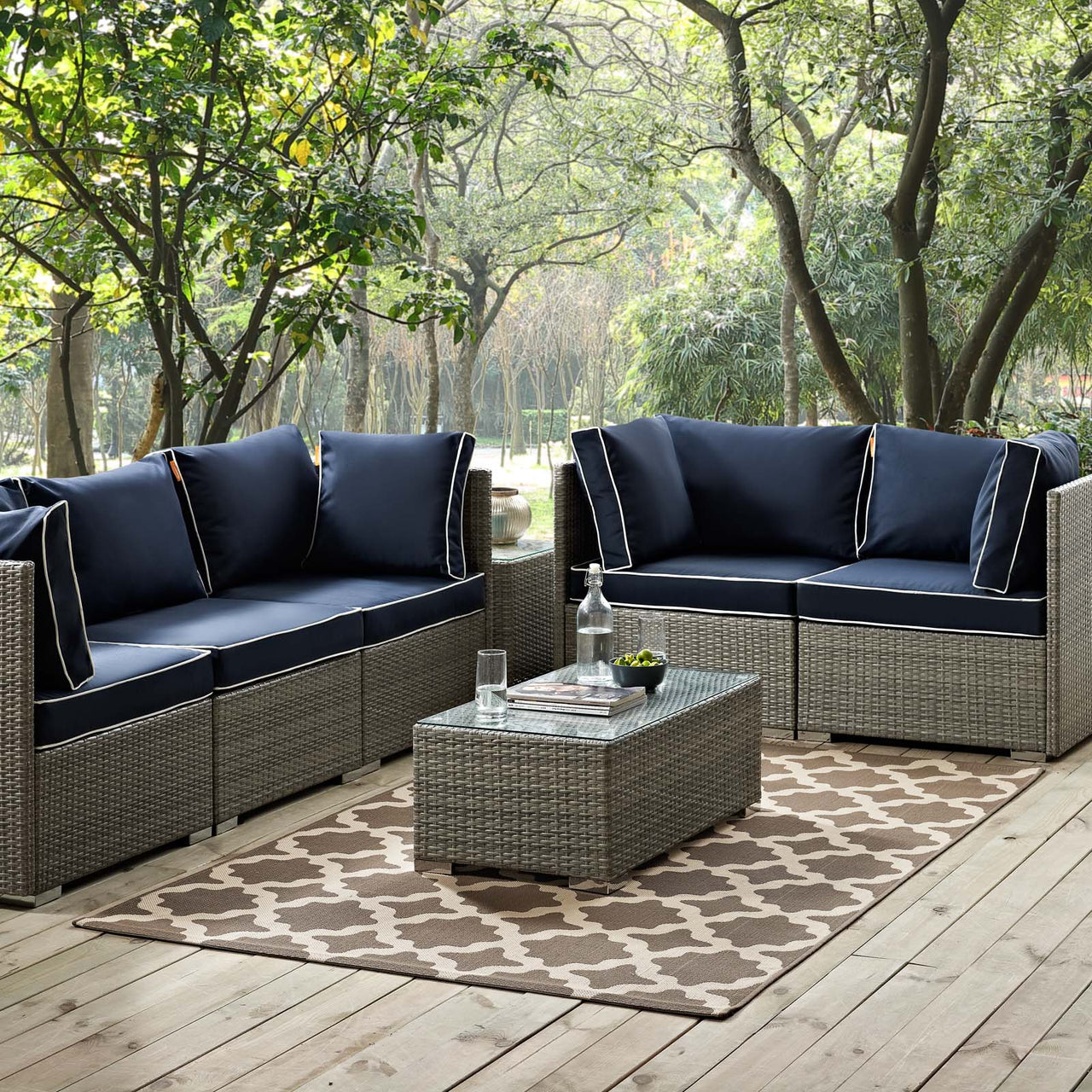 Cyrelle Indoor | Outdoor 5x8 Area Rug, Light Beige & Dark Beige