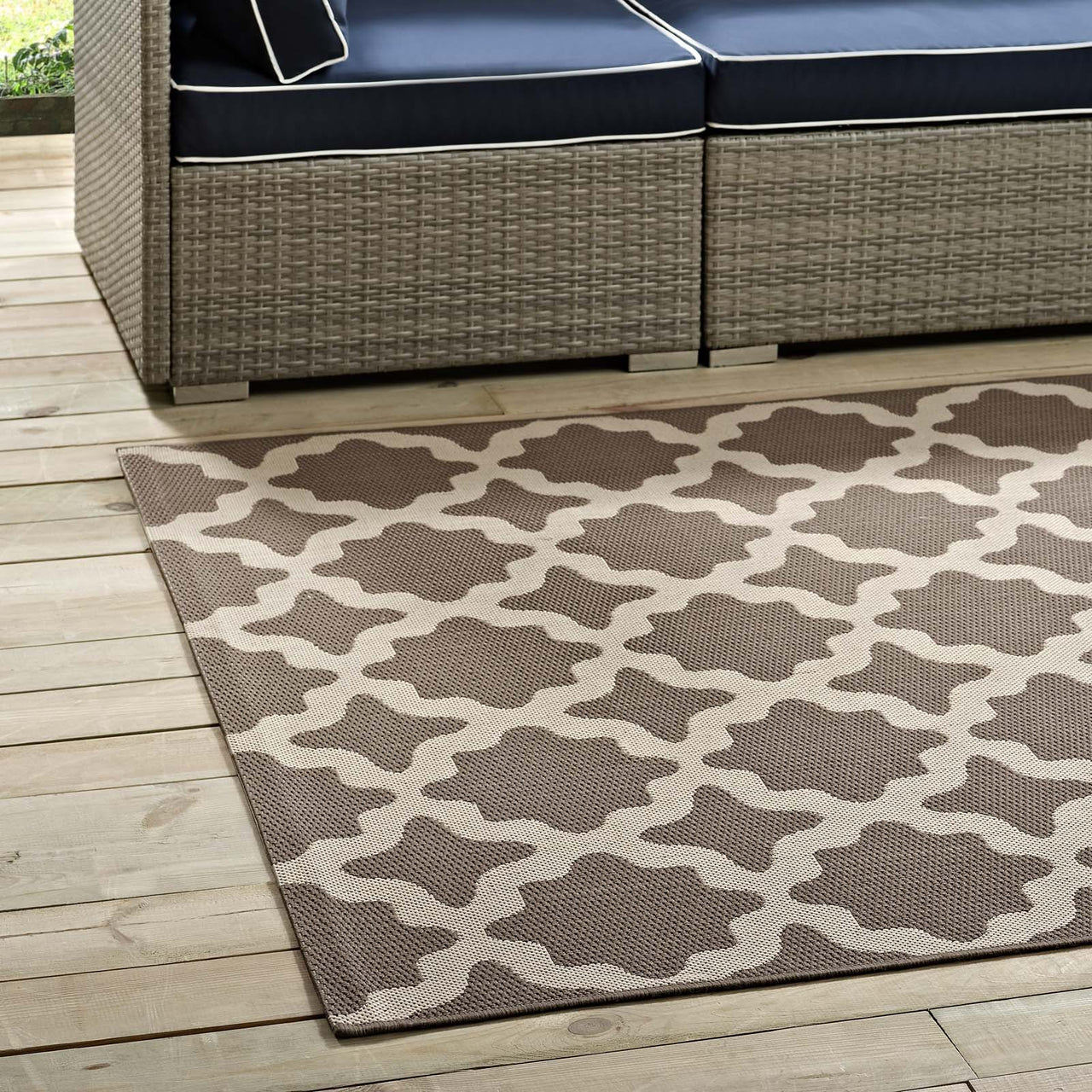 Cyrelle Indoor | Outdoor 8x10 Area Rug, Light Beige & Dark Beige