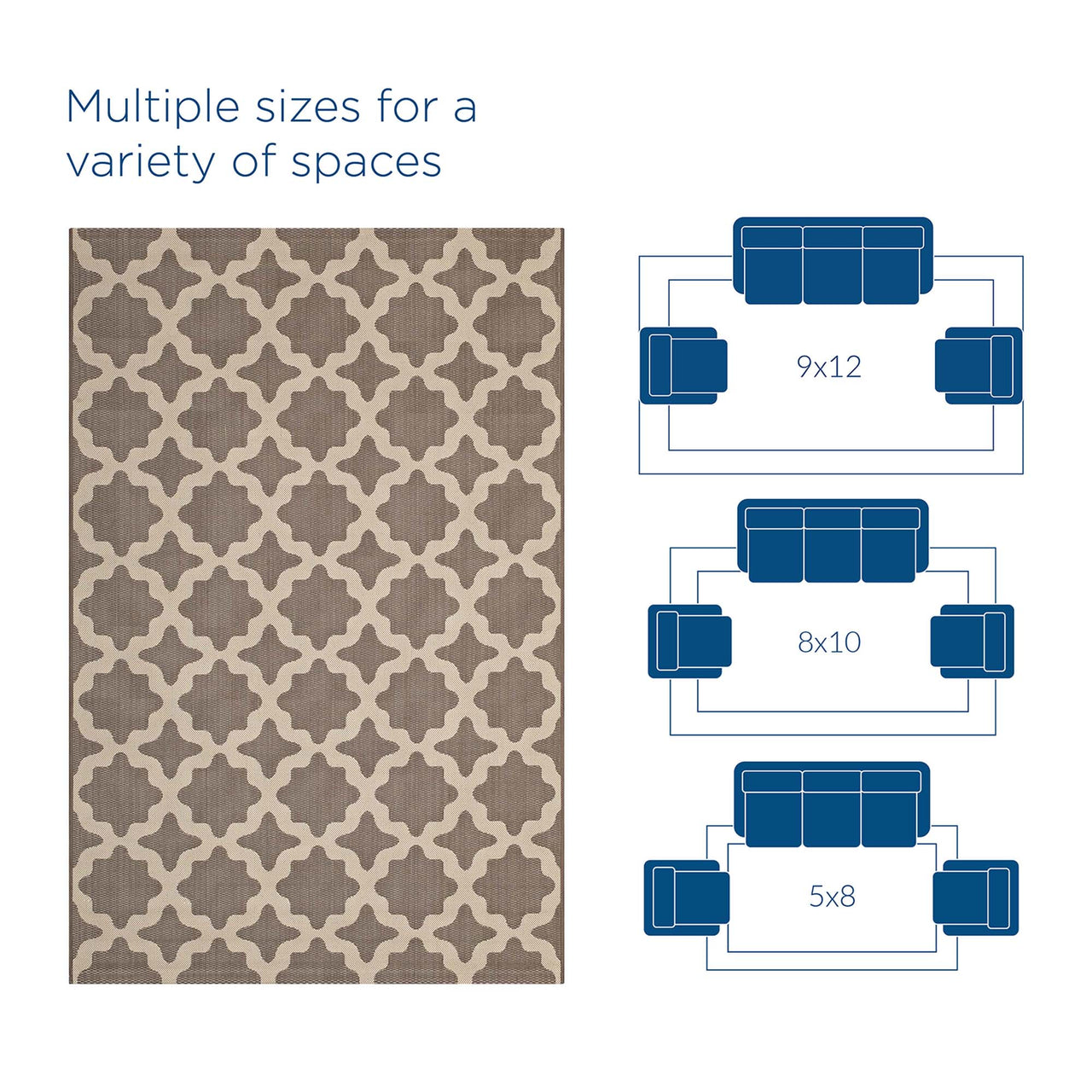 Cyrelle Indoor | Outdoor 9x12 Area Rug, Light Beige & Dark Beige
