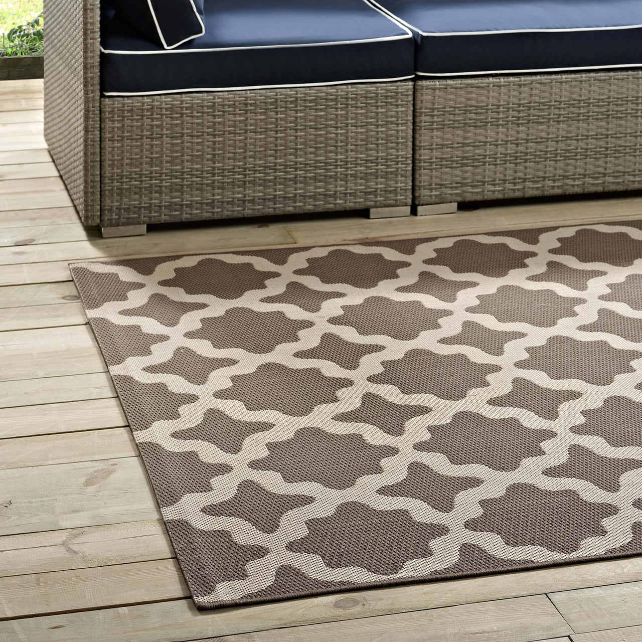 Cyrelle Indoor | Outdoor 9x12 Area Rug, Light Beige & Dark Beige