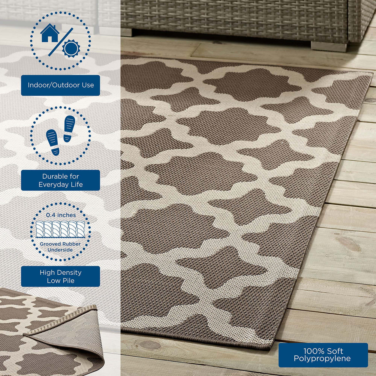 Cyrelle Indoor | Outdoor 9x12 Area Rug, Light Beige & Dark Beige