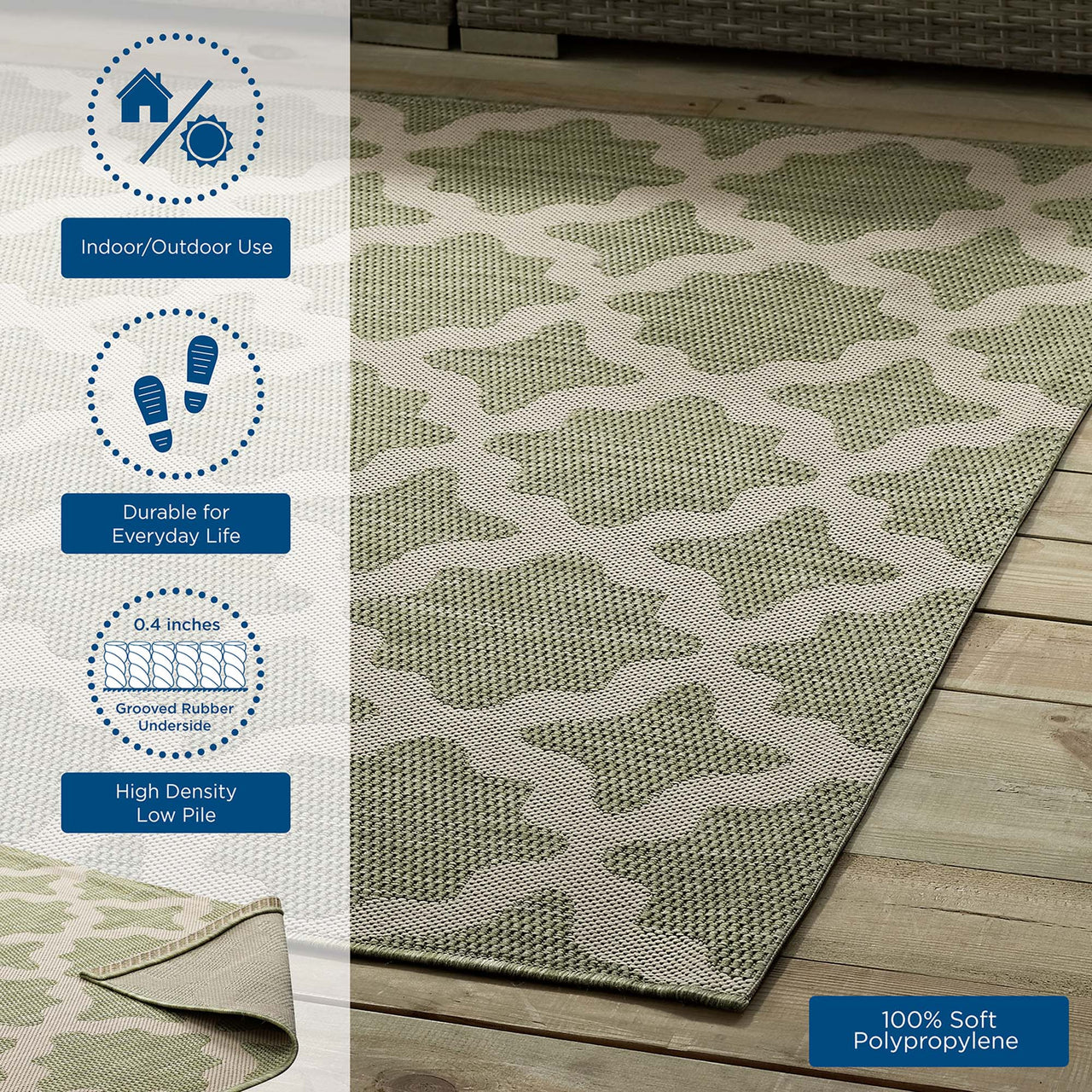 Cyrelle Indoor | Outdoor 4x6 Area Rug, Beige & Light Green