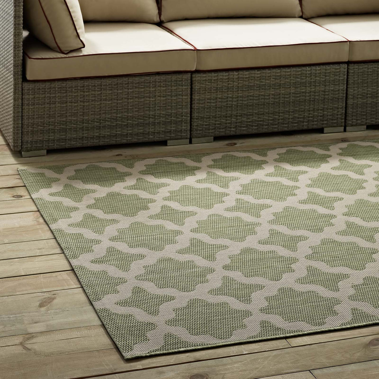 Cyrelle Indoor | Outdoor 8x10 Area Rug, Beige & Light Green