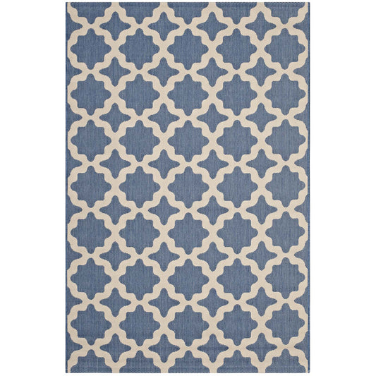 Cyrelle Indoor | Outdoor 5x8 Area Rug, Blue & Beige