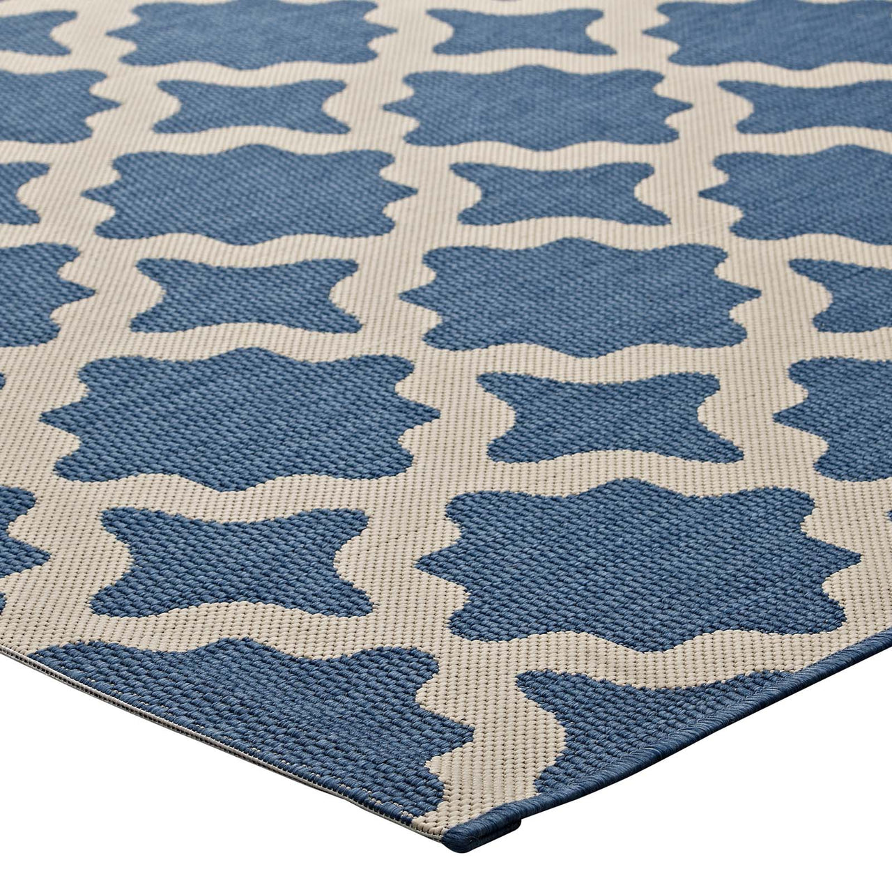 Cyrelle Indoor | Outdoor 8x10 Area Rug, Blue & Beige