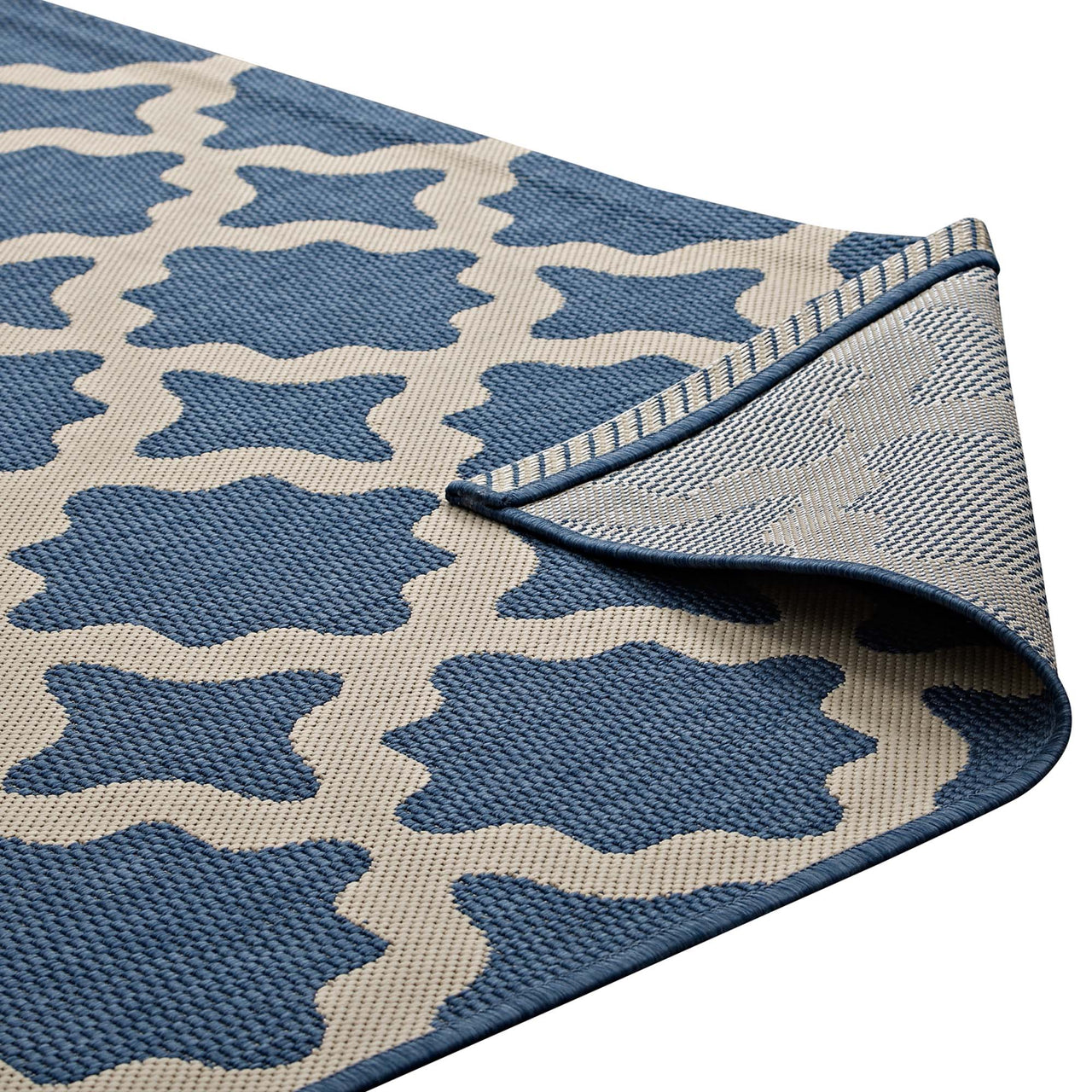 Cyrelle Indoor | Outdoor 9x12 Area Rug, Blue & Beige