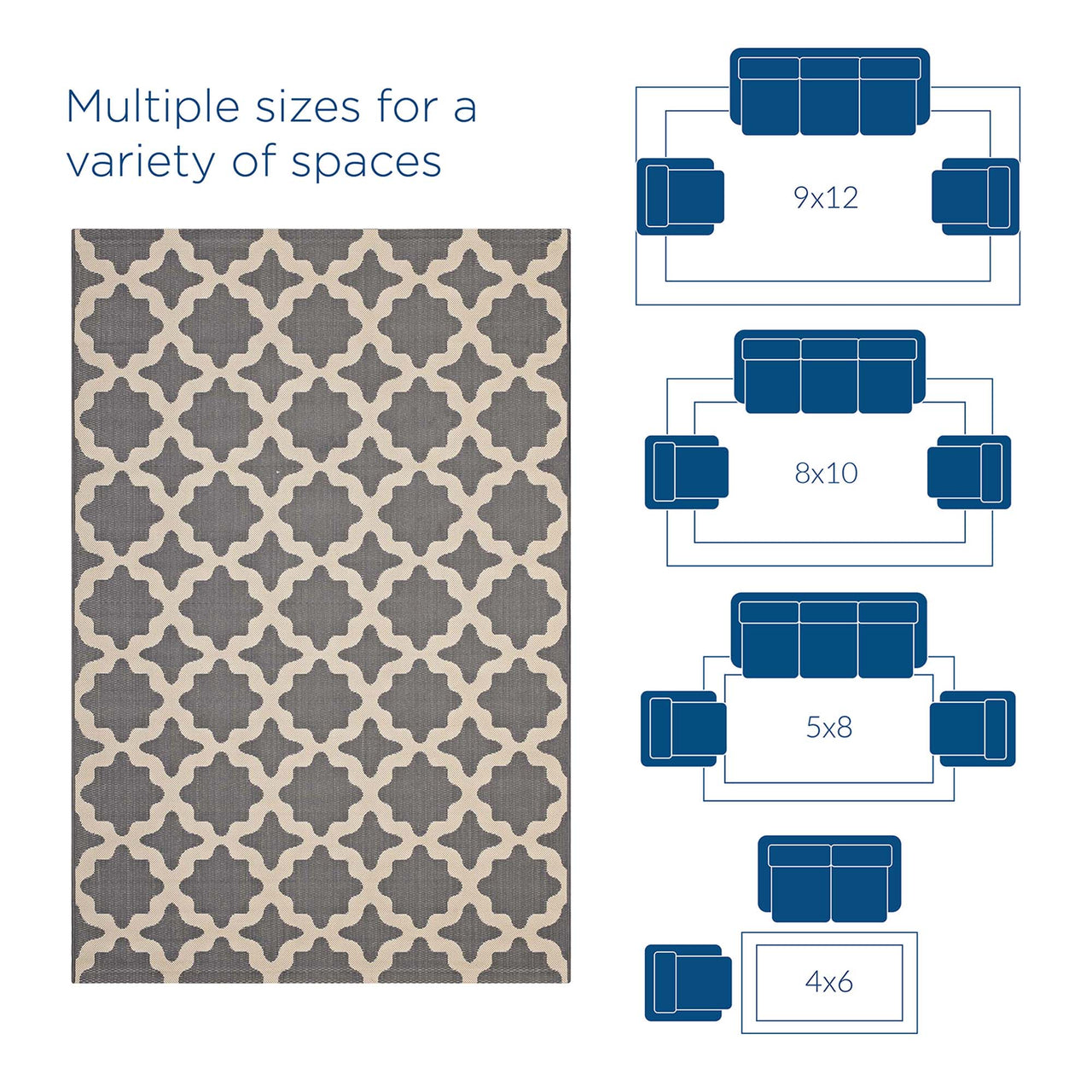 Cyrelle Indoor | Outdoor 4x6 Area Rug, Gray & Beige