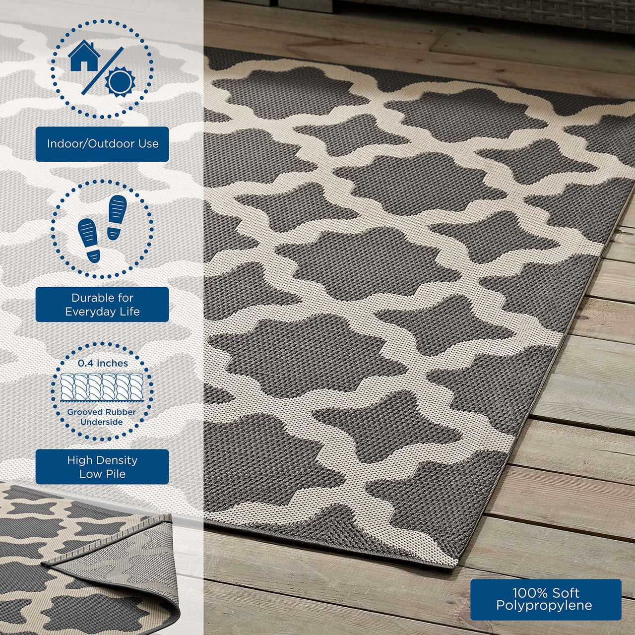 Cyrelle Indoor | Outdoor 4x6 Area Rug, Gray & Beige
