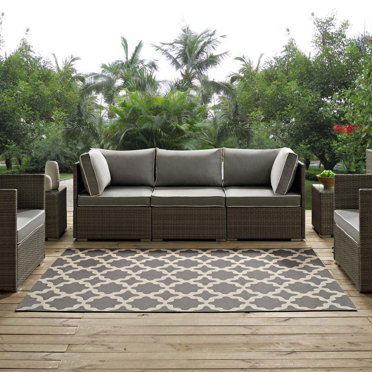 Cyrelle Indoor | Outdoor 5x8 Area Rug, Gray & Beige