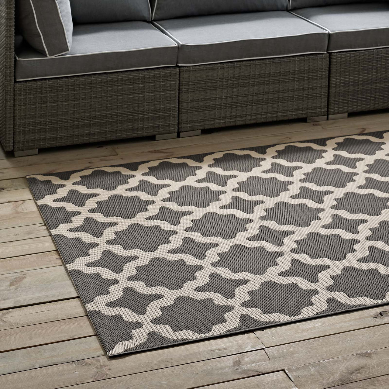 Cyrelle Indoor | Outdoor 8x10 Area Rug, Gray & Beige
