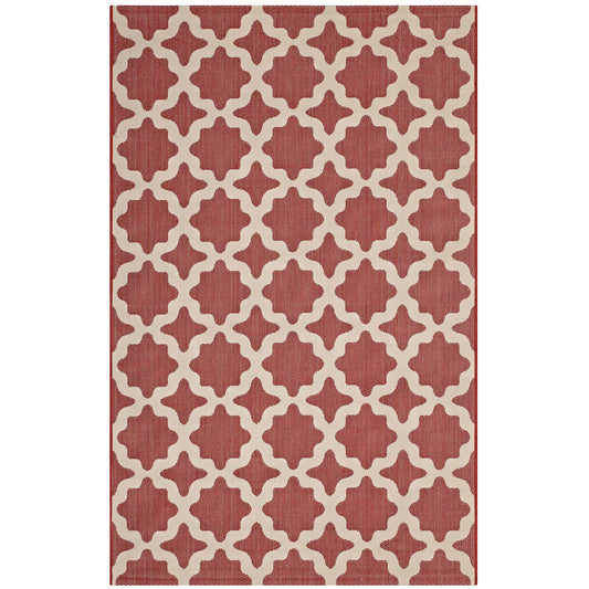 Cyrelle Indoor | Outdoor 5x8 Area Rug, Red & Beige