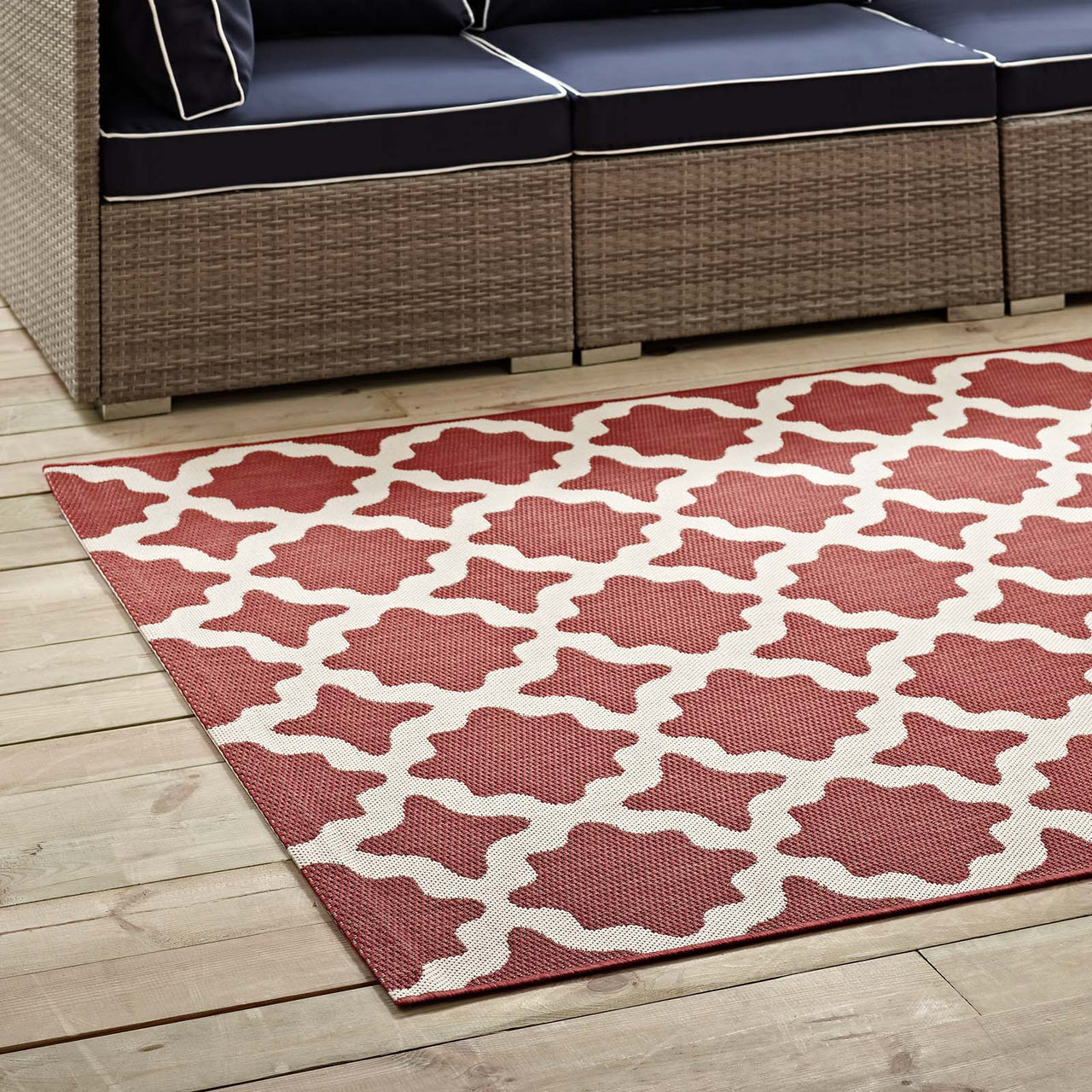 Cyrelle Indoor | Outdoor 5x8 Area Rug, Red & Beige