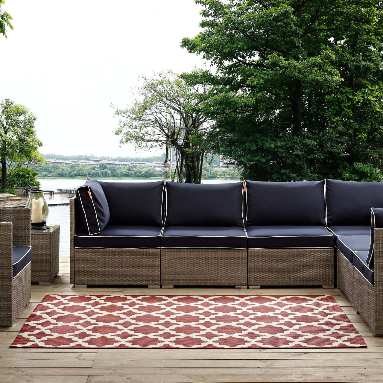 Cyrelle Indoor | Outdoor 5x8 Area Rug, Red & Beige