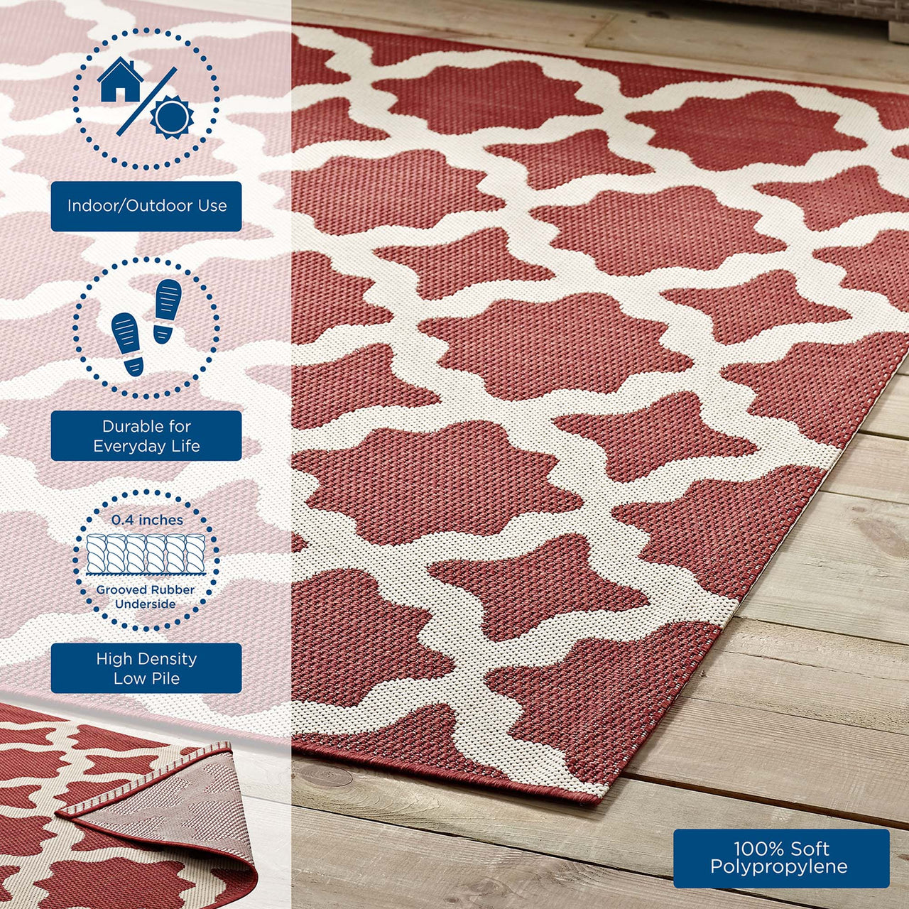 Cyrelle Indoor | Outdoor 9x12 Area Rug, Red & Beige