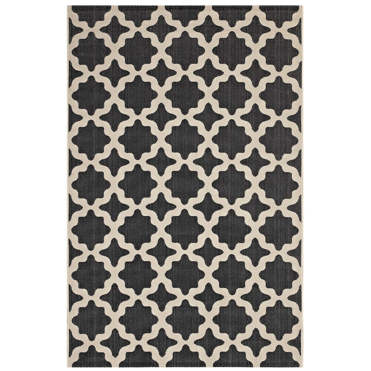 Cyrelle Indoor | Outdoor 4x6 Area Rug, Black & Beige