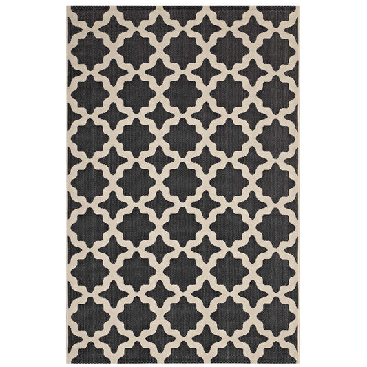Cyrelle Indoor | Outdoor 5x8 Area Rug, Black & Beige