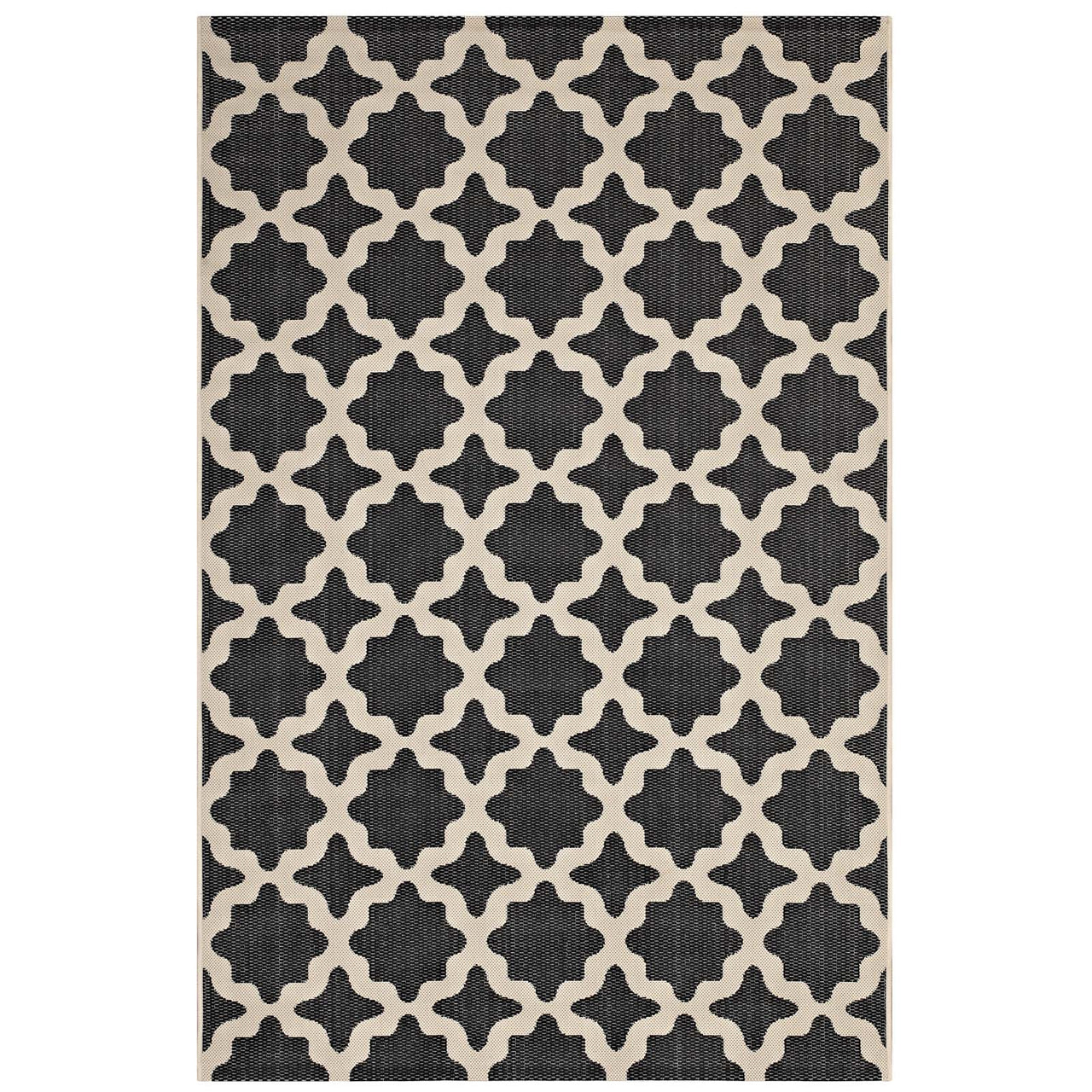 Cyrelle Indoor | Outdoor 8x10 Area Rug, Black & Beige