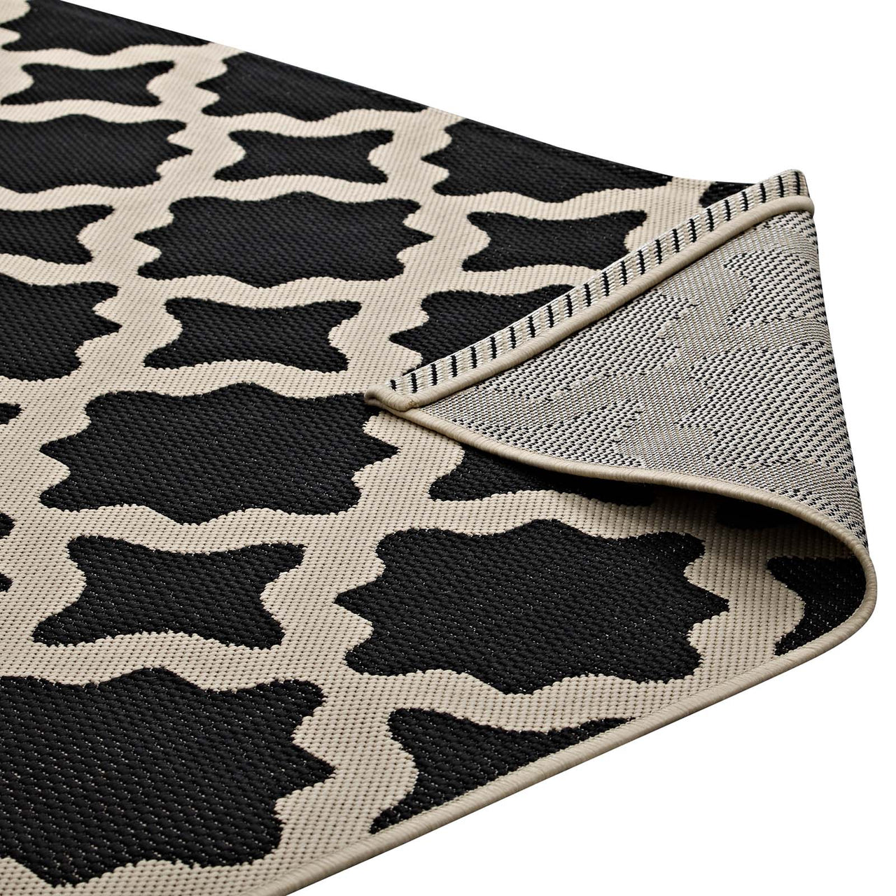 Cyrelle Indoor | Outdoor 8x10 Area Rug, Black & Beige